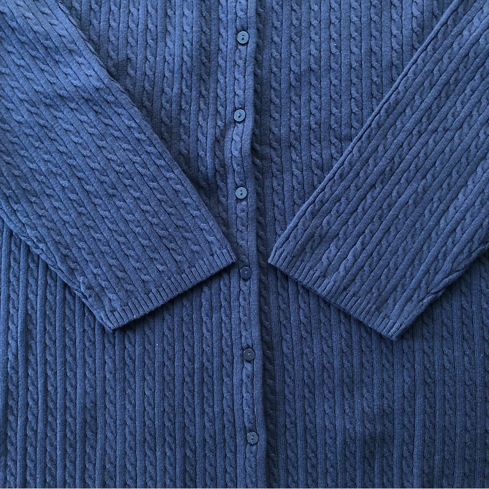 NWT L.L Bean Plus Size Women’s Button Front Knit Cardigan Sweater, Navy Size 2X - Picture 9 of 16